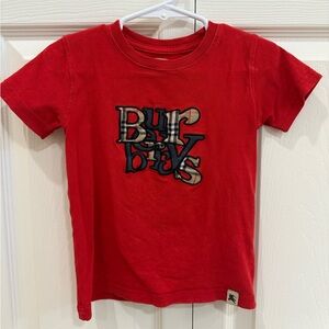 Burberry Unisex Red Kids Embroidered Checkered Plaid Logo T-Shirt 3T